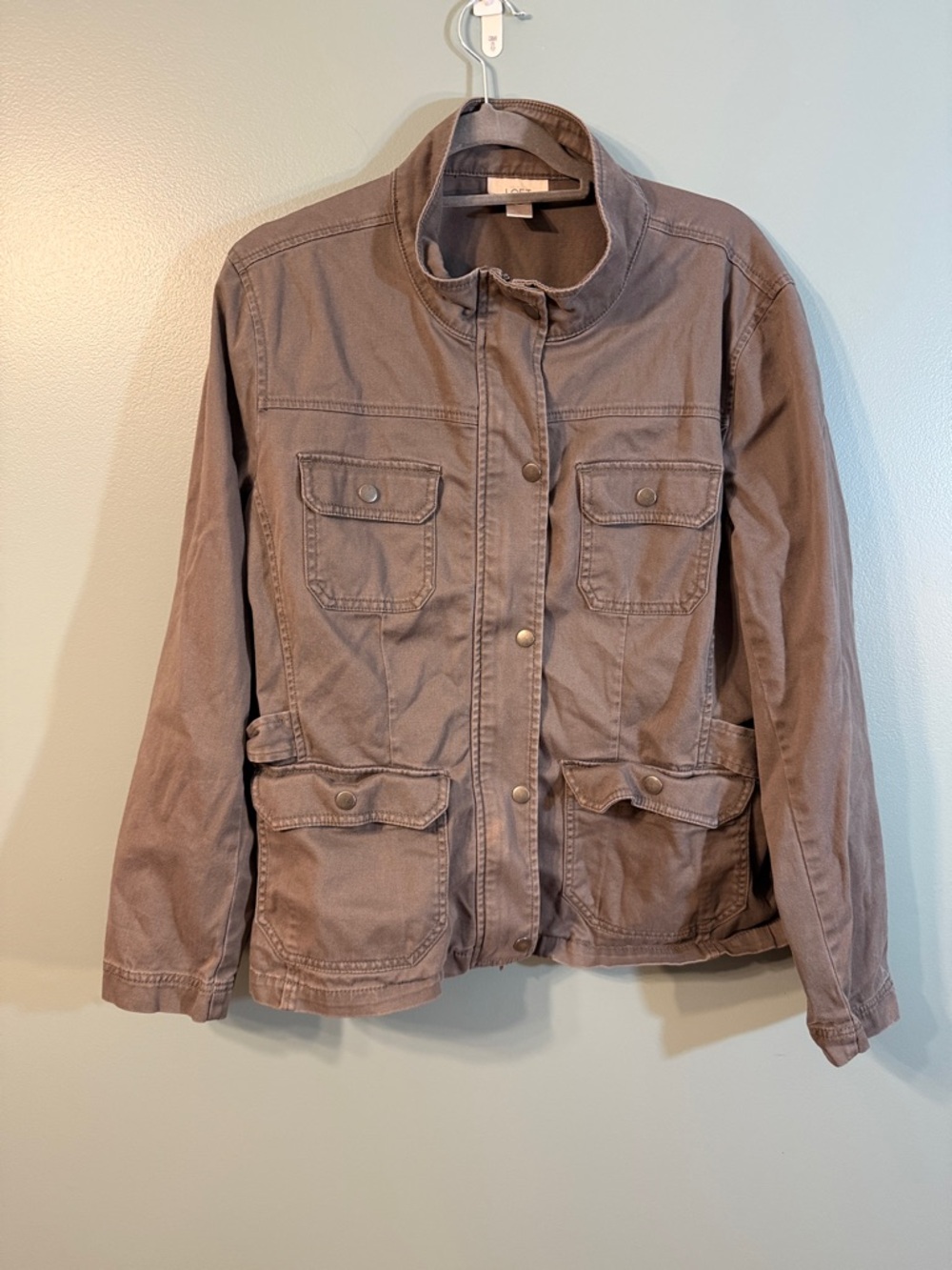 LOFT Charcoal Gray Button-Front Jacket